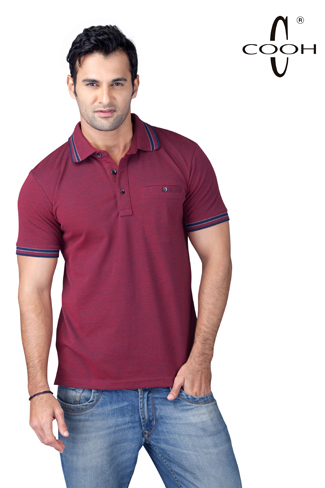 Two Tone Solid Maroon Polo